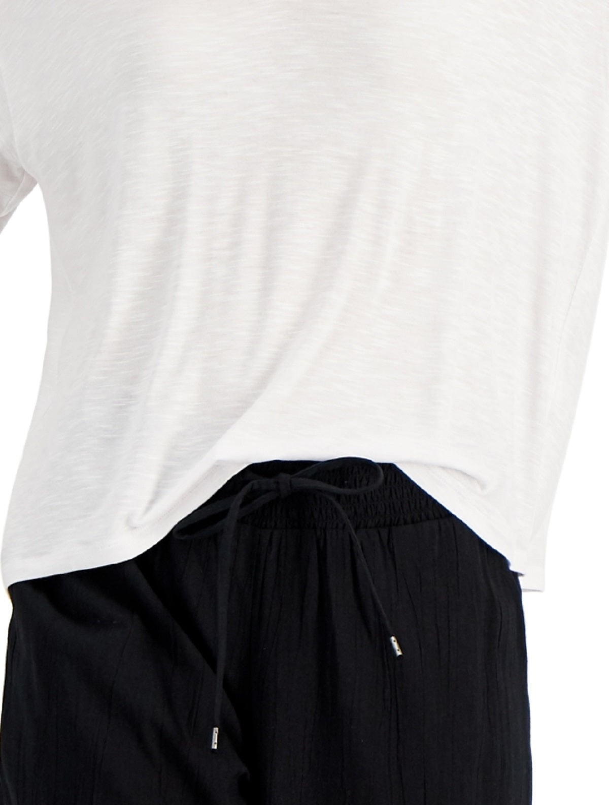 Style & Co Women's Drapey V Neck T-Shirt White Size X-Small