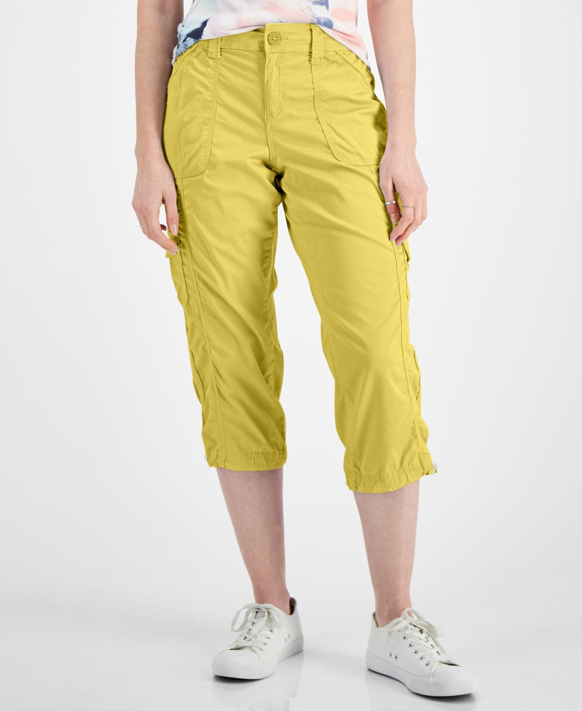 Style & Co Women's Cargo Capri Pants Yellow Size 14