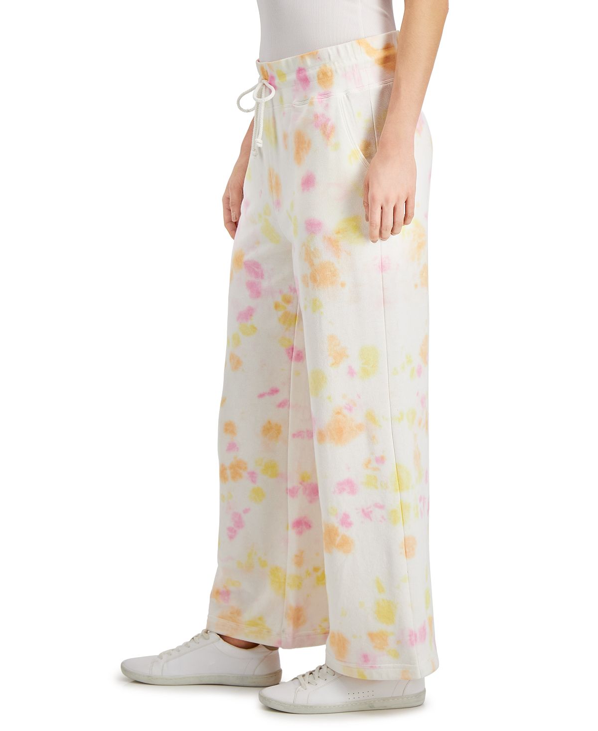 Style & Co Women's Tie-Dye Wide Leg Sweatpants White Size Large