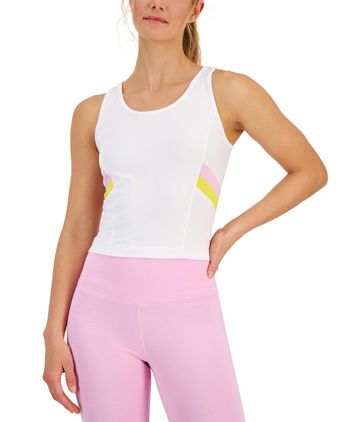 ID Ideology Women's Colorblocked Fitted Tank Top White