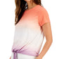 ID Ideology Women's Tropical Fade Tie Front T-Shirt Orange Size X-Large