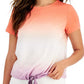 ID Ideology Women's Tropical Fade Tie Front T Shirt Orange Size XX-Large
