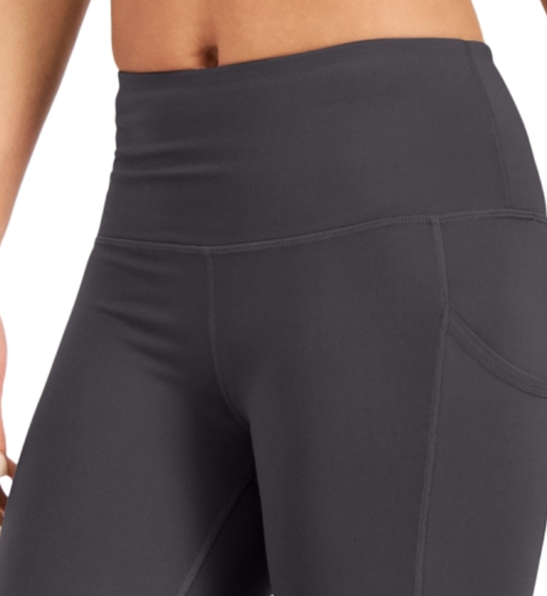 ID Ideology Women's Compression High Rise Bike Shorts Gray Size Petite Small