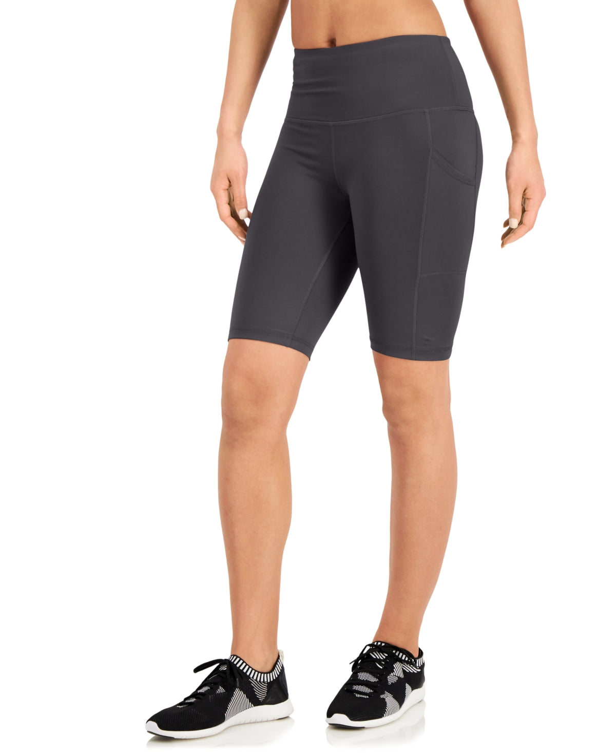 ID Ideology Women's Compression High Rise Bike Shorts Gray Size Petite Small