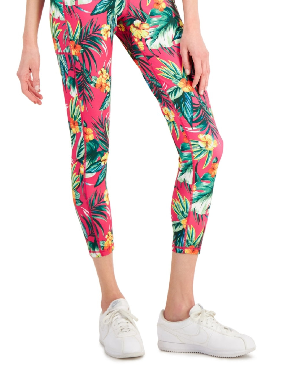 ID Ideology Women's Tropical Side Pocket 7/8 Leggings Pink