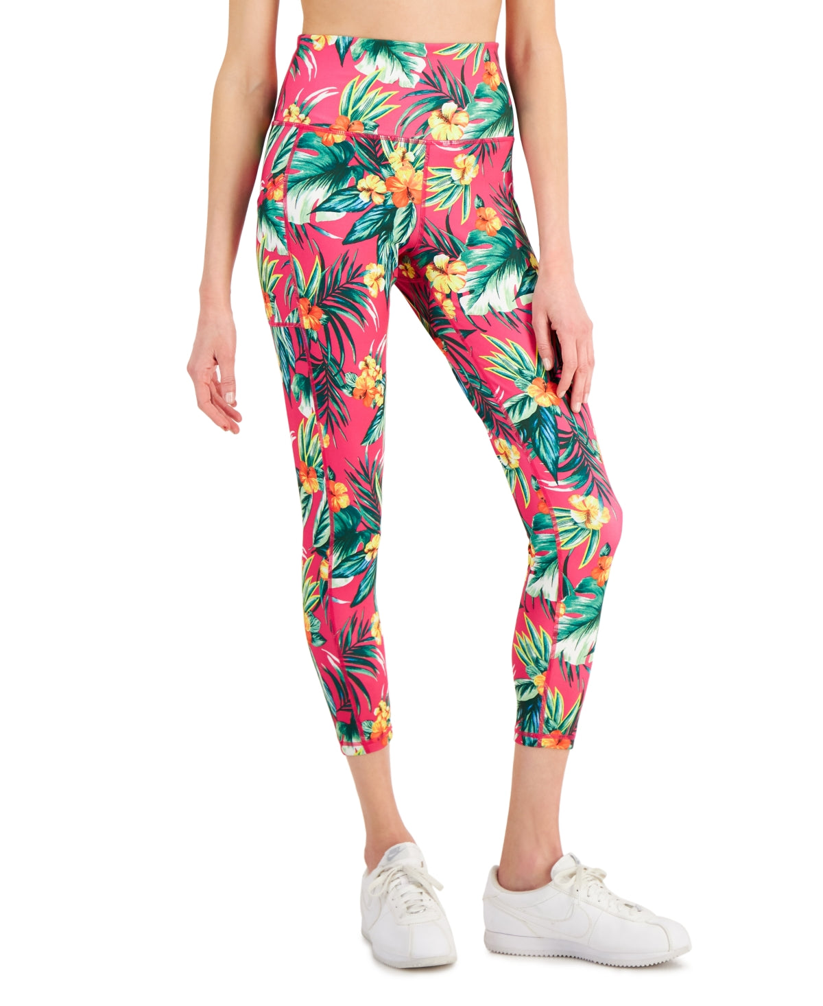 ID Ideology Women's Tropical Side Pocket 7/8 Leggings Pink
