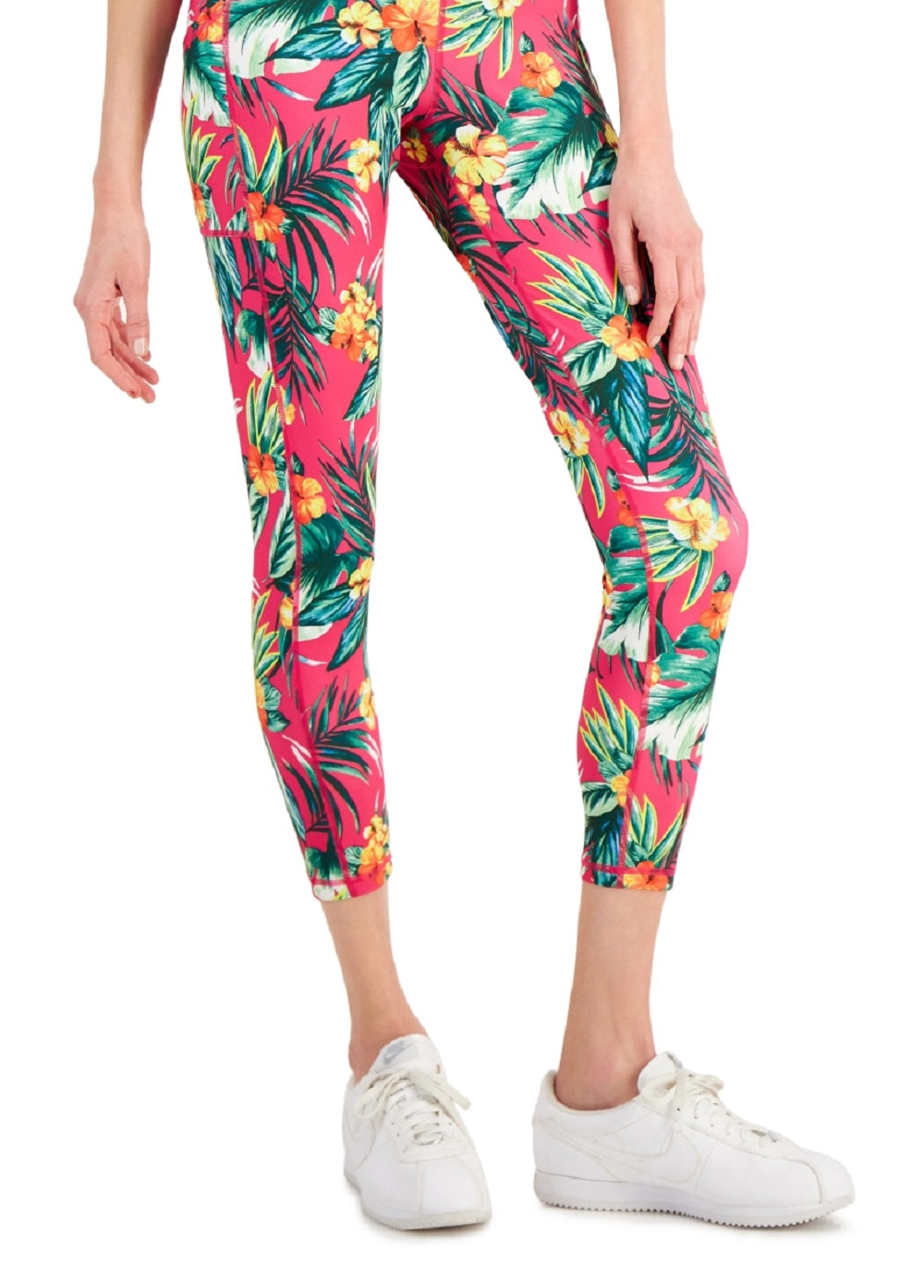 ID Ideology Women's Tropical Side Pocket Leggings Pink Size Large