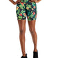 ID Ideology Women's Compression Tropical Print 7 Bike Shorts Black Size Medium