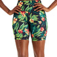 ID Ideology Women's Compression Tropical Print 7 Bike Shorts Black Size Large