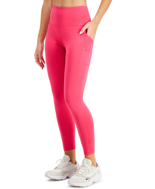 ID Ideology Women's Compression High Waist Side Pocket 7/8 Length Leggings Pink Size Medium