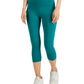 ID Ideology Women's Compression High Rise Side Pocket Cropped Leggings Green Size Small