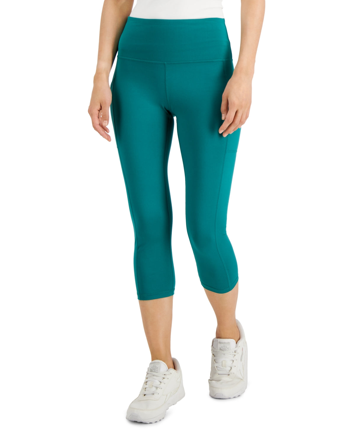 ID Ideology Women's Compression High Rise Side Pocket Cropped Leggings Green Size Large