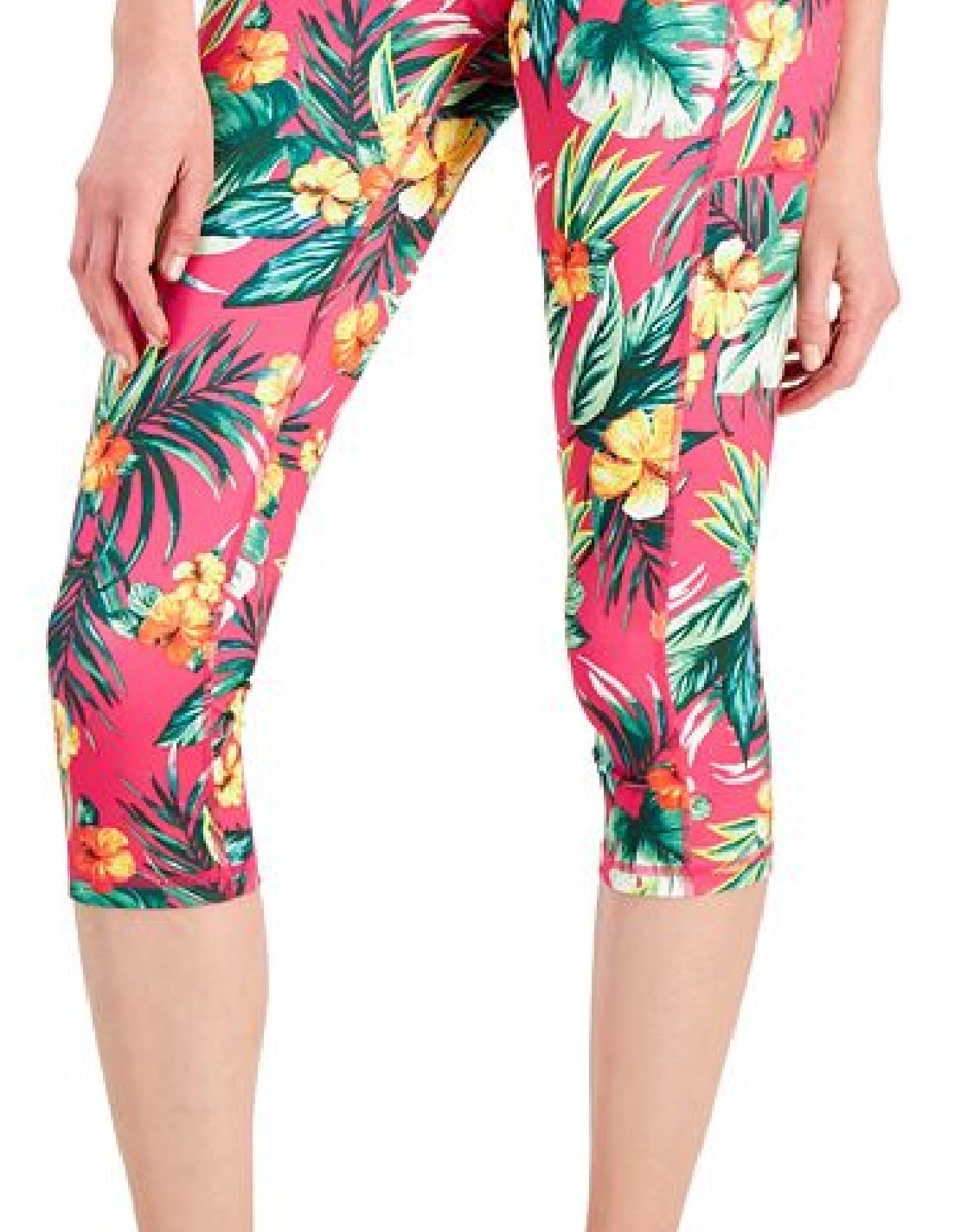 ID Ideology Women's Tropical Side Pocket Cropped Leggings Black Size Petite Small