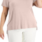 Alfani Women's Solid T-Shirt Pink Size 1X