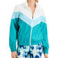 ID Ideology Women's Chevron Striped Windbreaker Green Size Medium