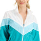 ID Ideology Women's Chevron Striped Windbreaker Green Size Medium
