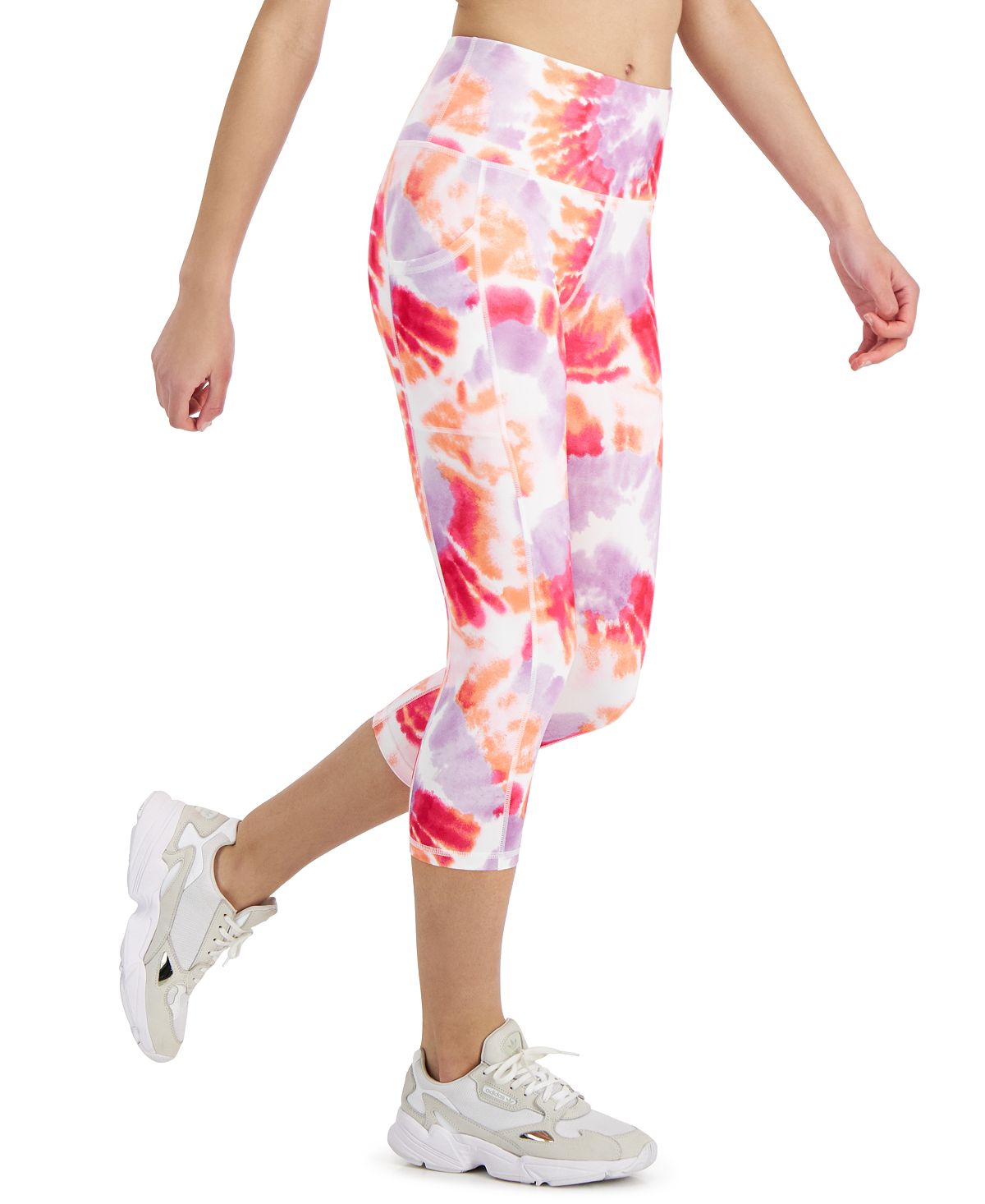 ID Ideology Women's Compression Dye Print Side Pocket Cropped Leggings Orange Size Petite Small
