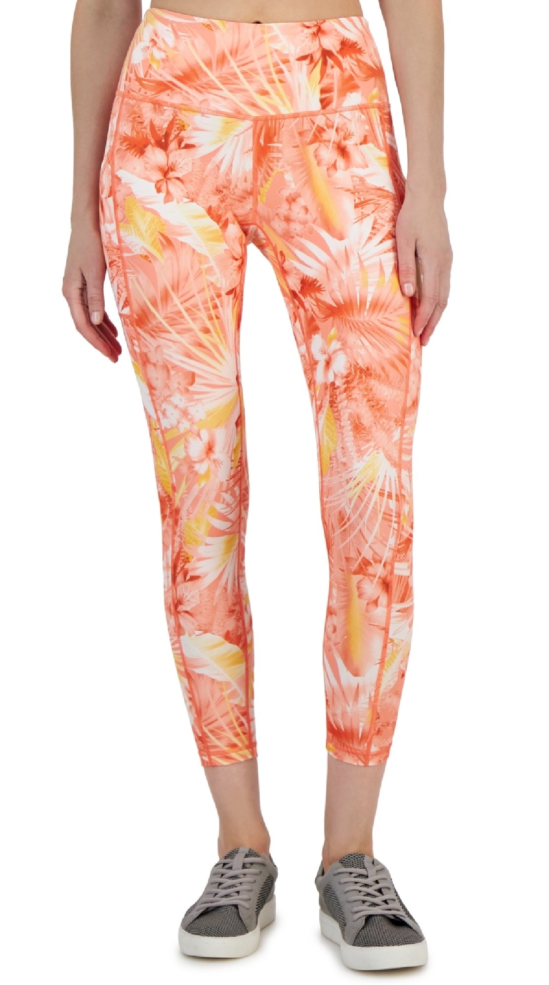 ID Ideology Women's Compression Printed Side Pocket 7/8 Leggings Orange Size Petite Small