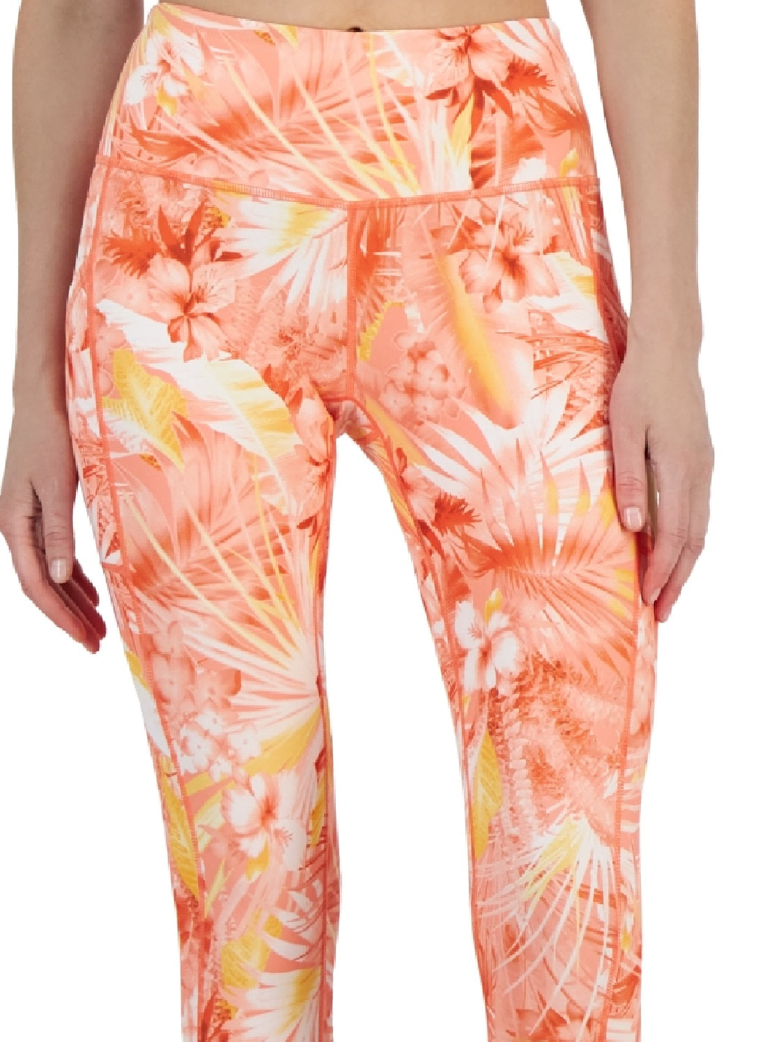 ID Ideology Women's Compression Printed Side Pocket 7/8 Leggings Orange Size Petite Small