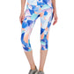 ID Ideology Women's Compression Petal Print Side Pocket Cropped Leggings Blue Size Petite Small