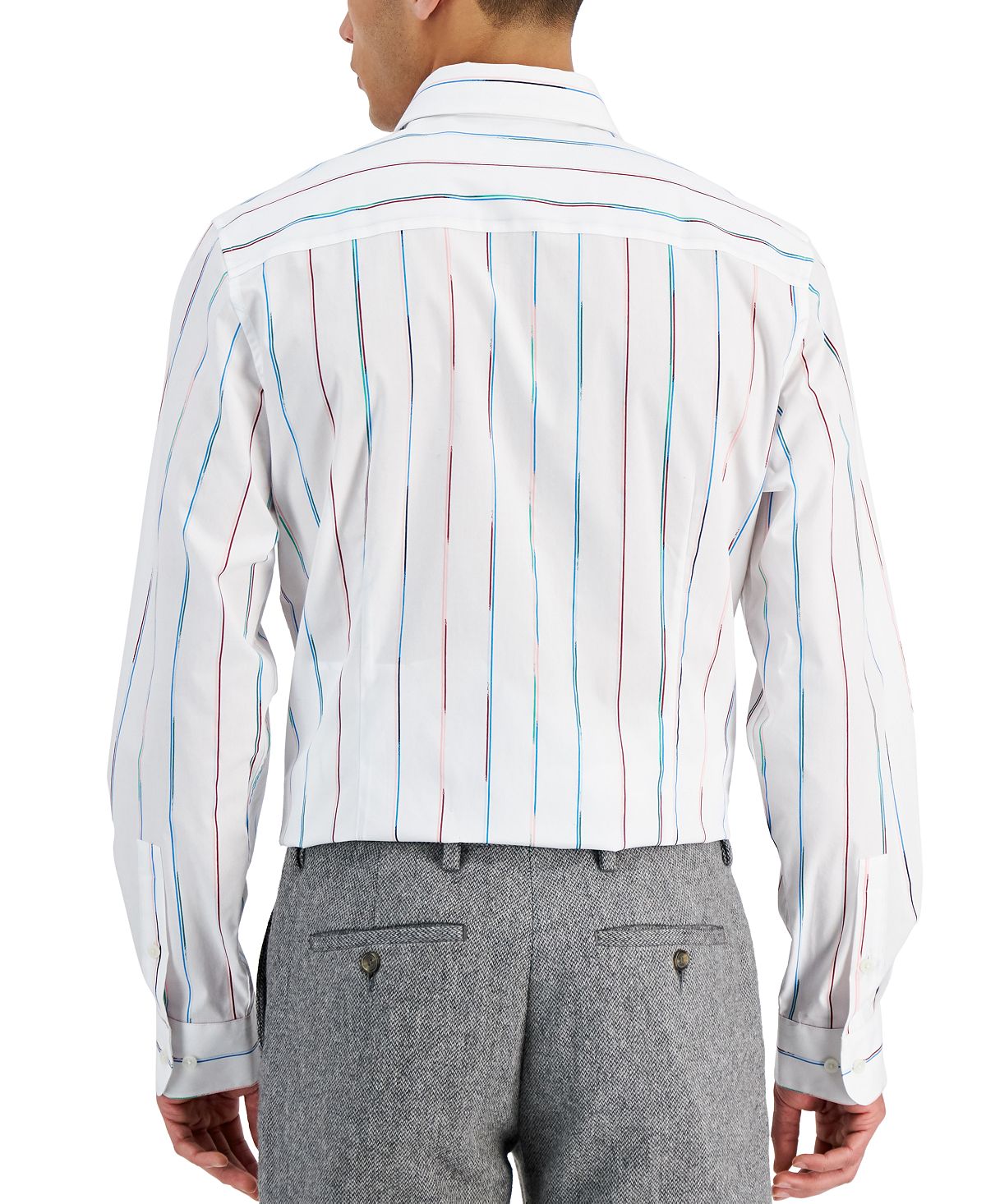 Bar III Men's Slim Fit Painted Stripe Dress Shirt White Size X-Large