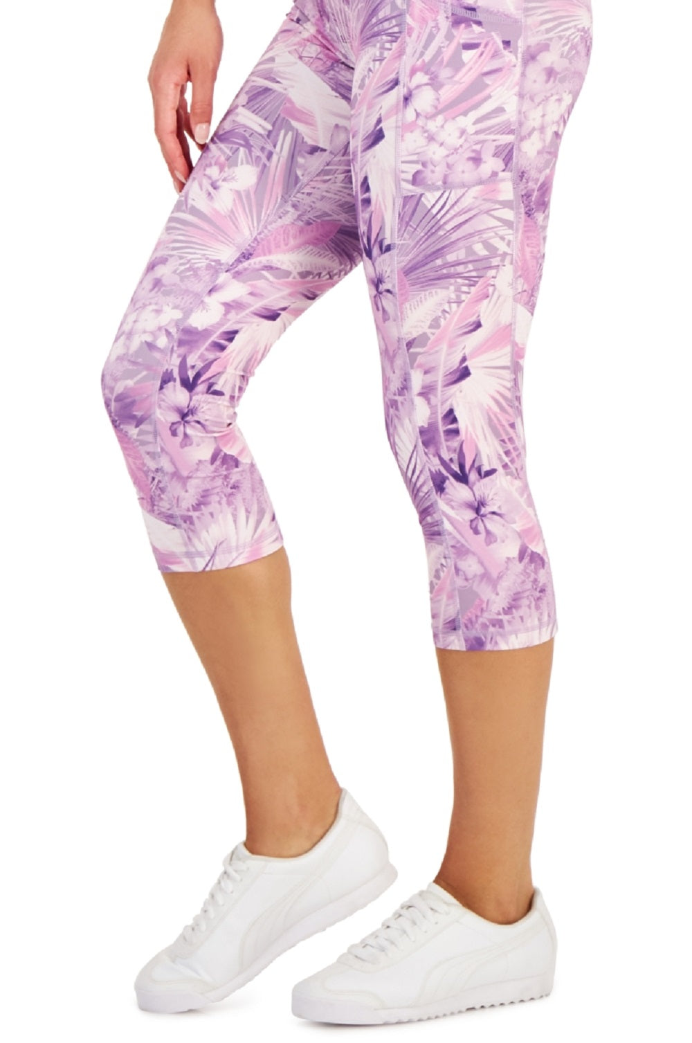 ID Ideology Women's Compression Side Pocket Crop Leggings Purple Size X-Small