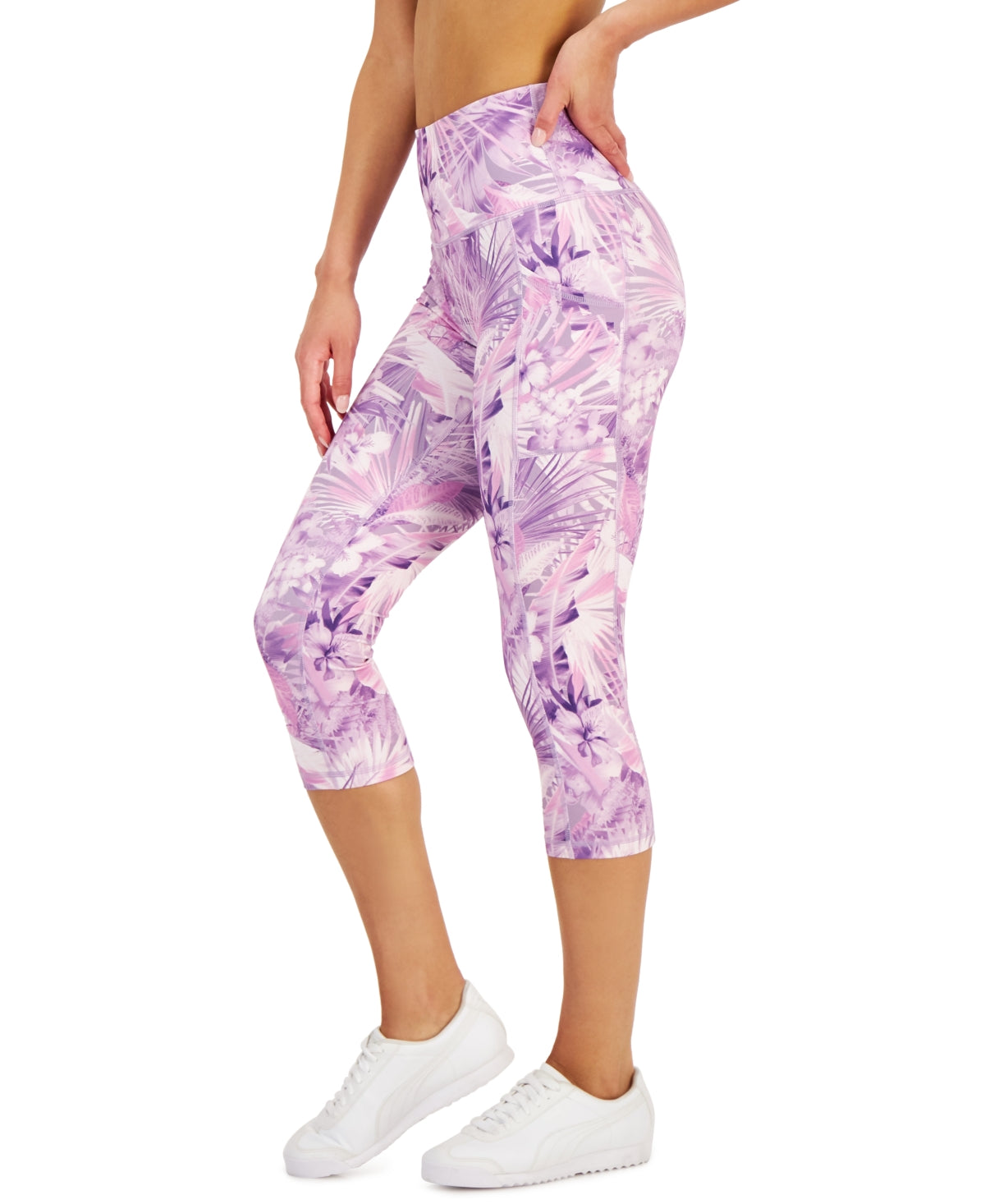 ID Ideology Women's Compression Side Pocket Crop Leggings Purple Size X-Small