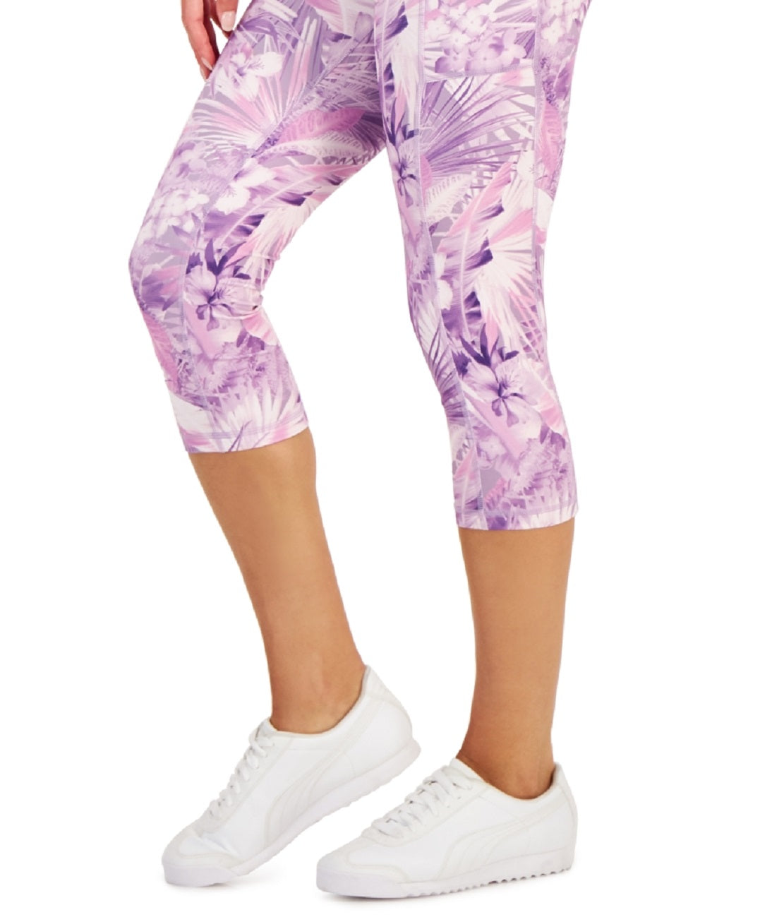 ID Ideology Women's Compression Side Pocket Crop Leggings Purple Size Medium