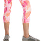 ID Ideology Women's Compression Petal Print Side Pocket Cropped Leggings Pink Size Large