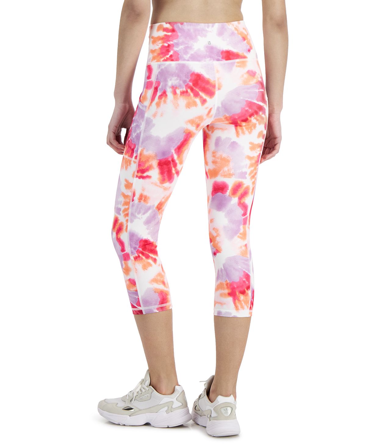 ID Ideology Women's Compression Dye Print Side Pocket Cropped Leggings Orange