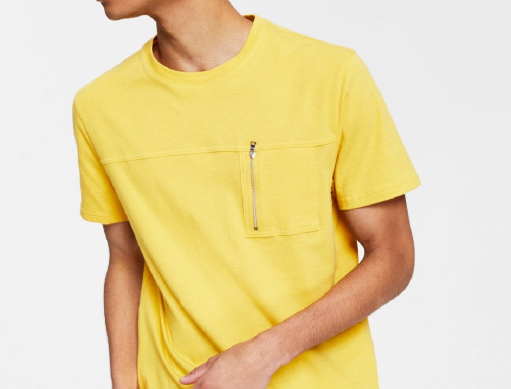 INC International Concepts Men's Zip Pocket T-Shirt Yellow Size Medium