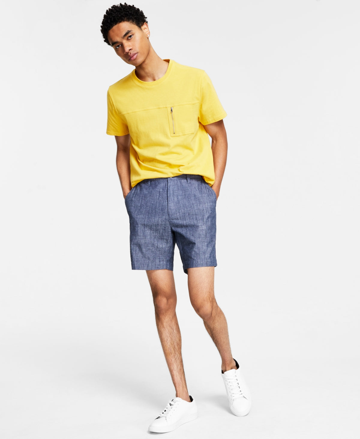 INC International Concepts Men's Chambray Shorts Blue Size 32