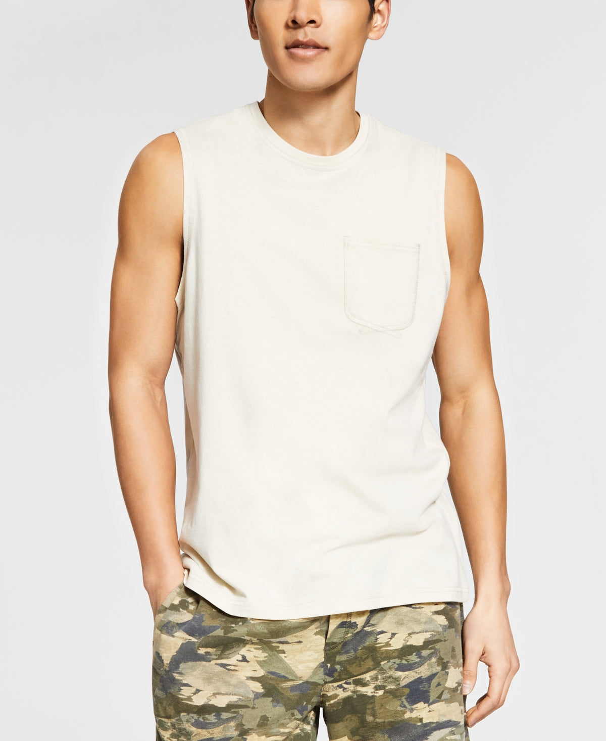 Sun + Stone Men's Sun Washed Knit Pajama Tank Top Brown Size X-Large