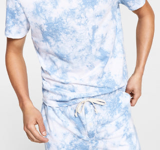 Sun + Stone Men's Scattered Tie Dye Pajama Top Blue Size Large