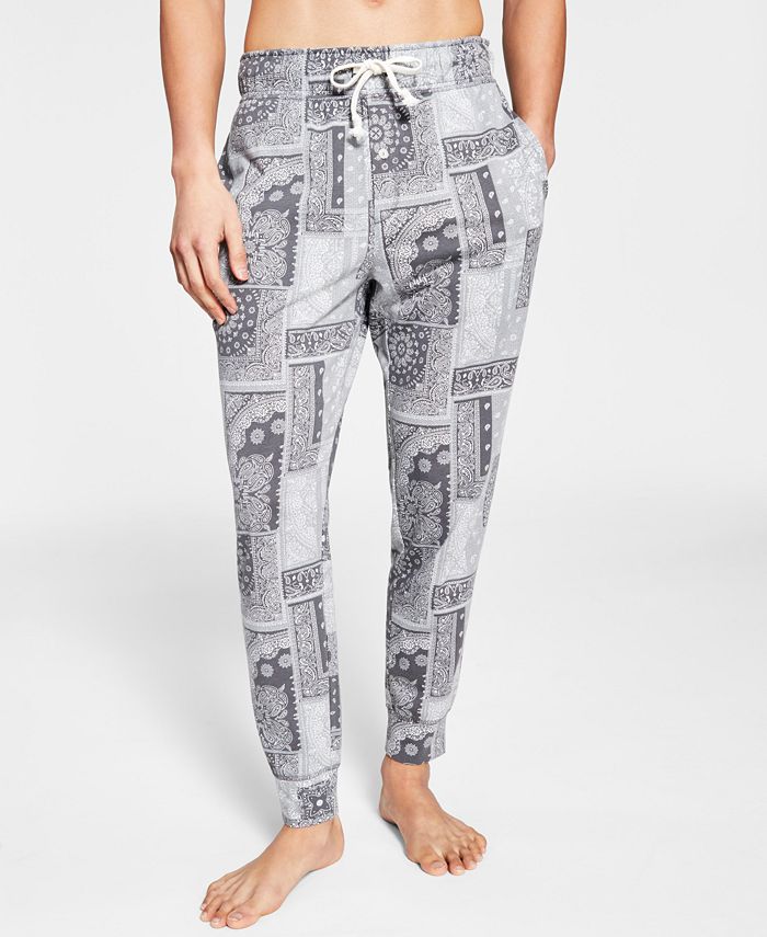 Sun + Stone Men's Paisley Jogger Pajama Pants Gray Size XX-Large