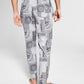 Sun + Stone Men's Paisley Jogger Pajama Pants Gray Size XX-Large