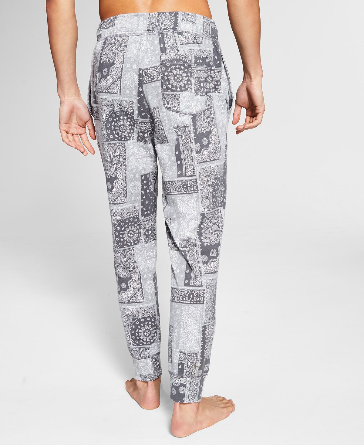 Sun + Stone Men's Paisley Jogger Pajama Pants Gray Size XX-Large