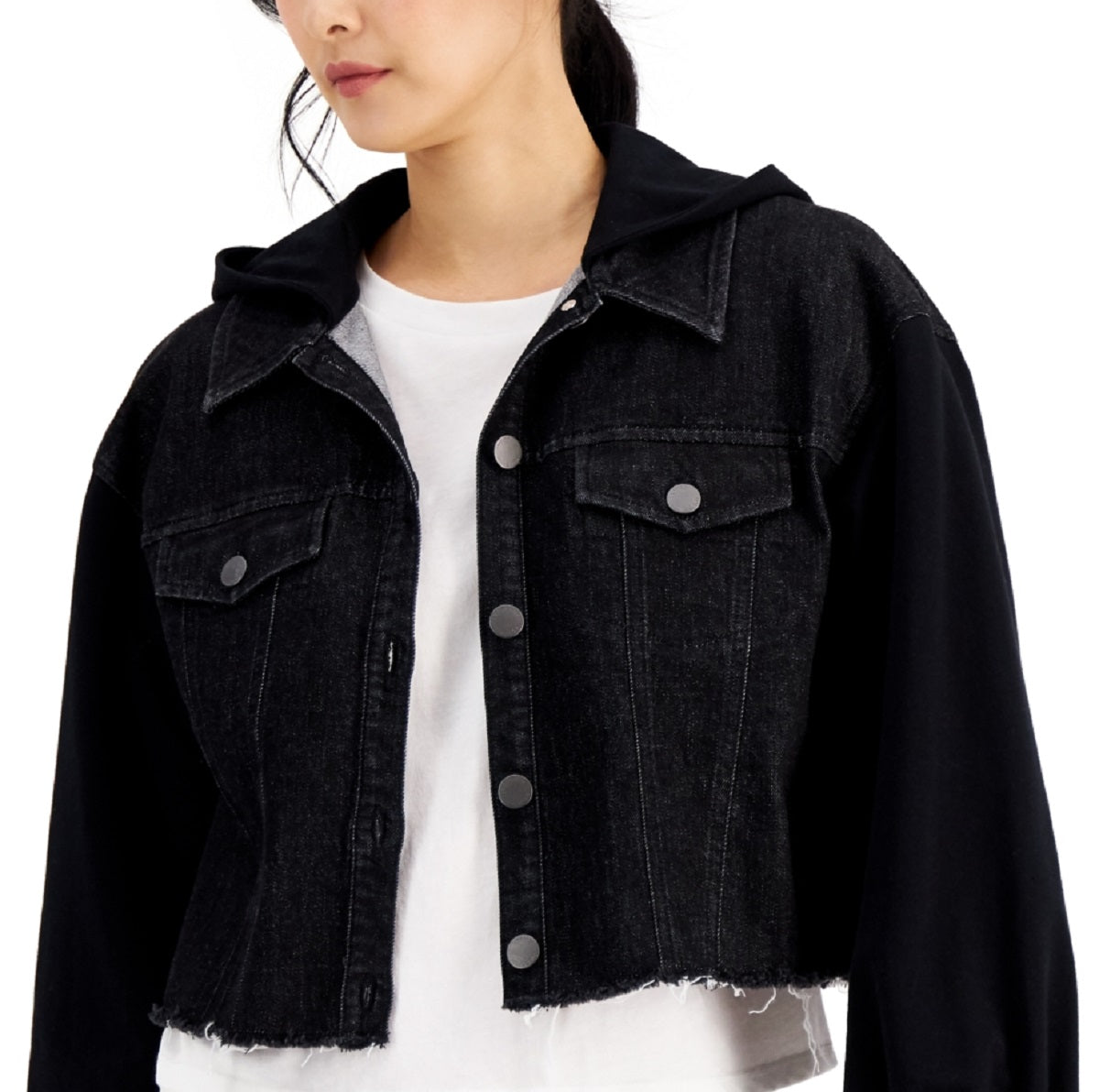 INC International Concepts Women's Mixed Media Jacket Black Size X-Small