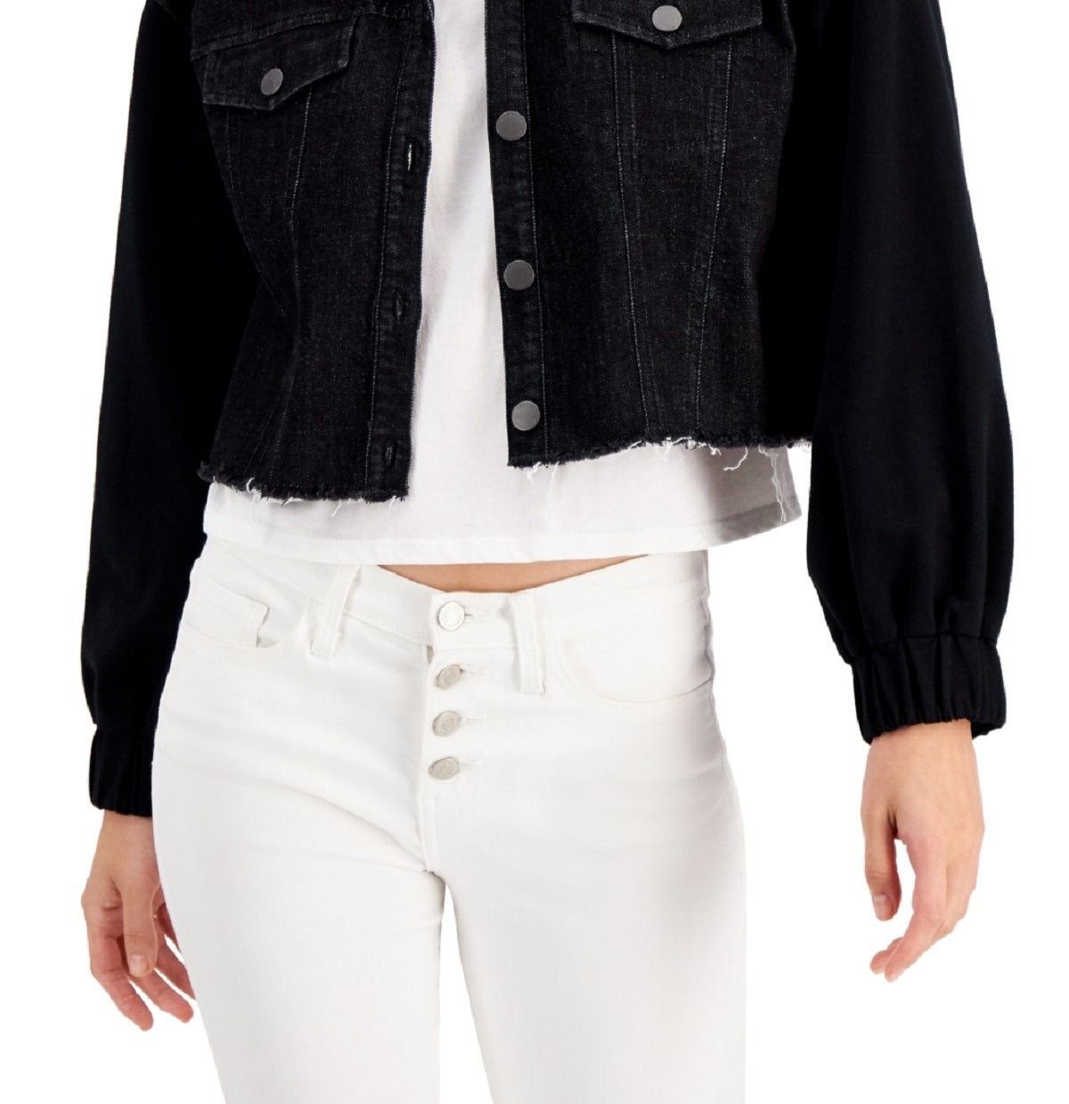 INC International Concepts Women's Mixed Media Jacket Black Size X-Small