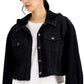 INC International Concepts Women's Mixed-Media Jacket Black Size Medium