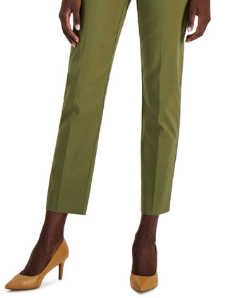 Alfani Women's Tummy Control Pull On Straight Leg Pants Green Size 10