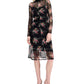 INC International Concepts Women's Printed Mesh MIDI Dress Black Size Petite S