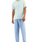 Club Room Men's 2 Pc Solid T-Shirt & Printed Pants Pajama Set Blue Size X-Large