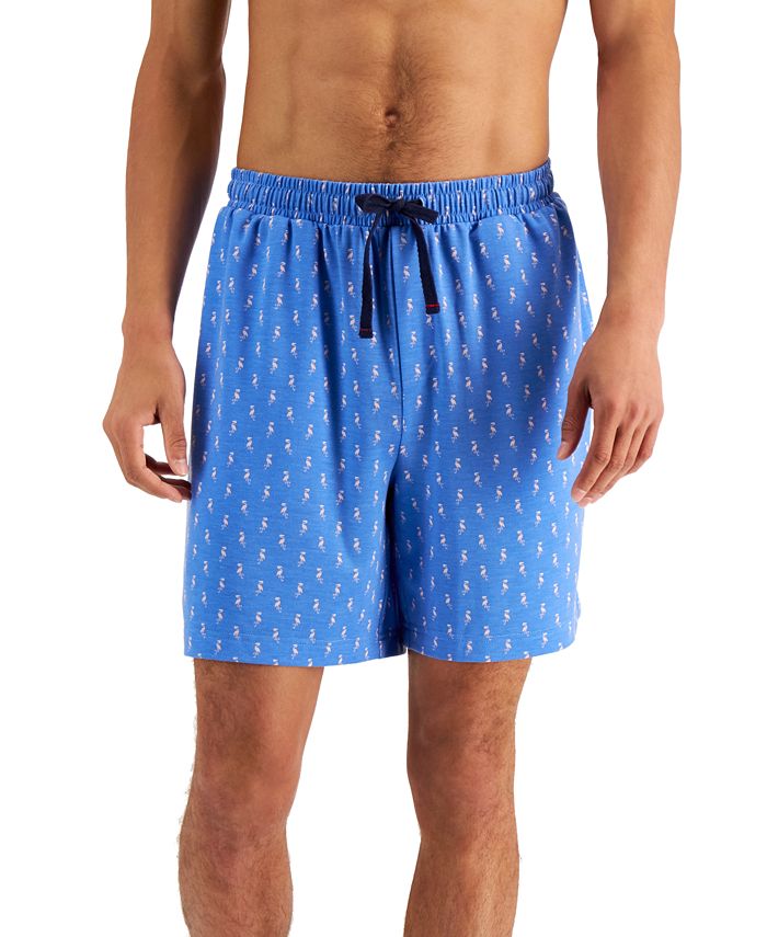 Club Room Men's Flamingo Print Terry Pajama Shorts Blue Size Large