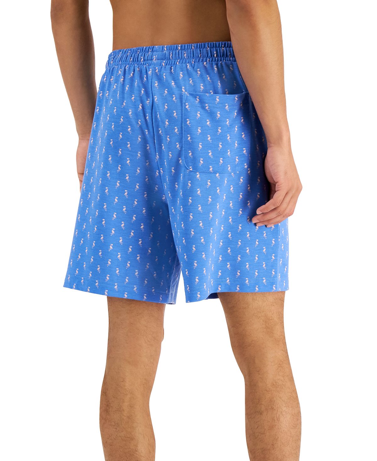 Club Room Men's Flamingo Print Terry Pajama Shorts Blue Size Large