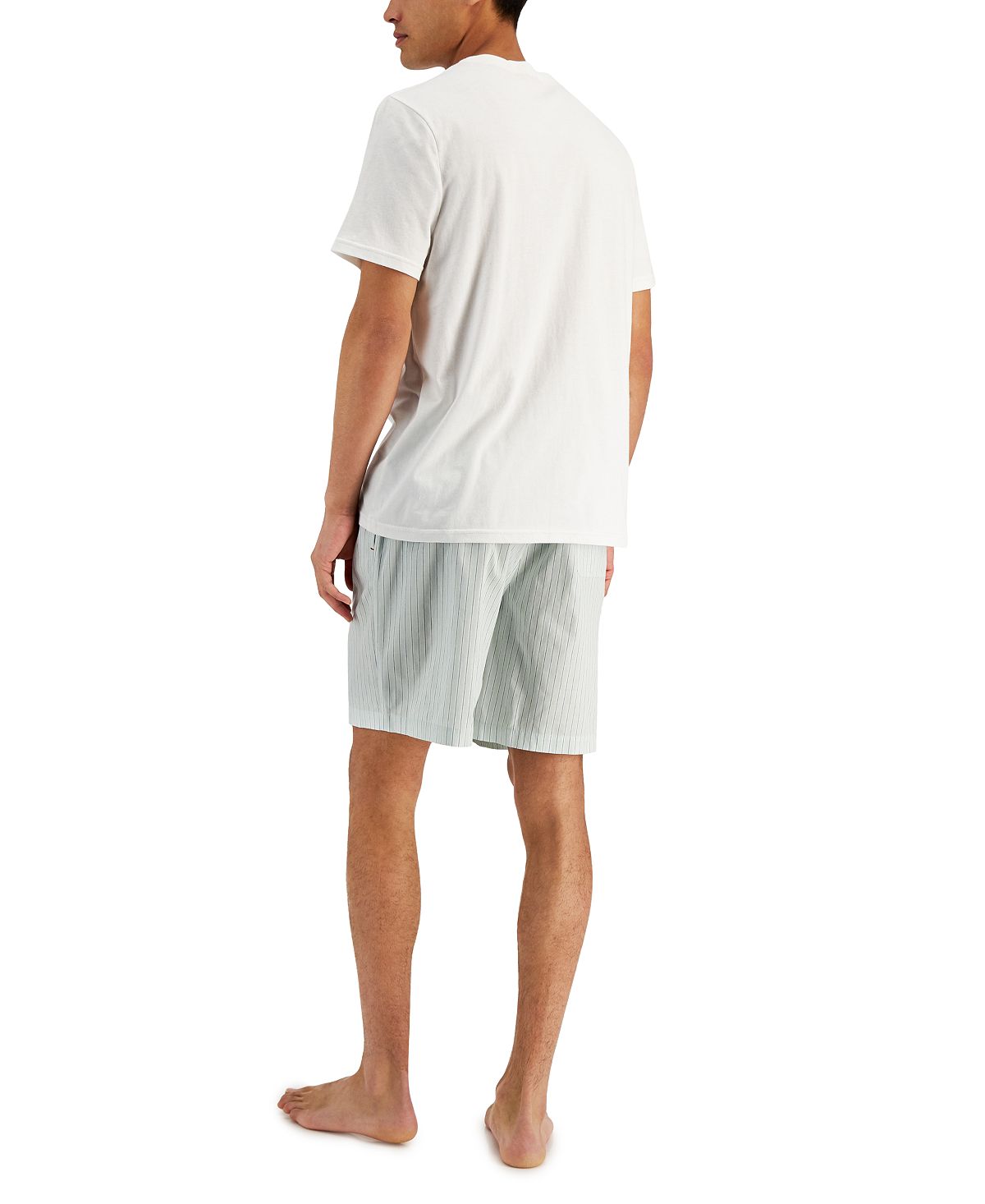 Club Room Men's 2 Pc Pocket T-Shirt & Stripe Shorts Pajama Set Green Size Medium