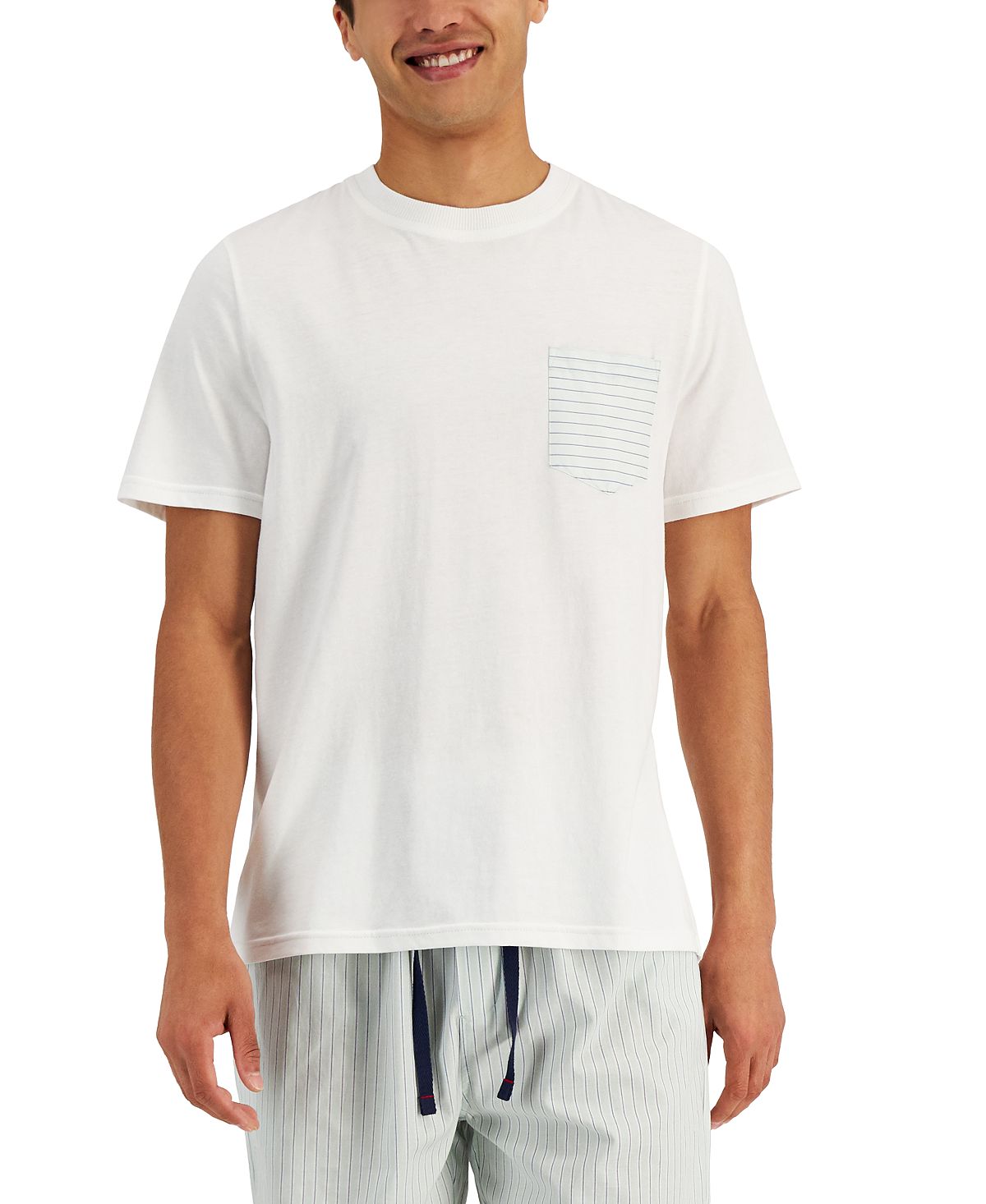 Club Room Men's 2 Pc Pocket T-Shirt & Stripe Shorts Pajama Set Green Size Medium