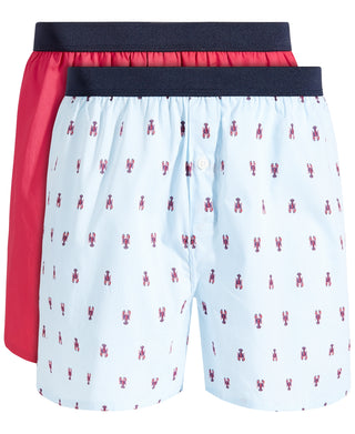 Club Room Men's 2 Pk Lobster & Solid Boxer Shorts Blue Size X-Large