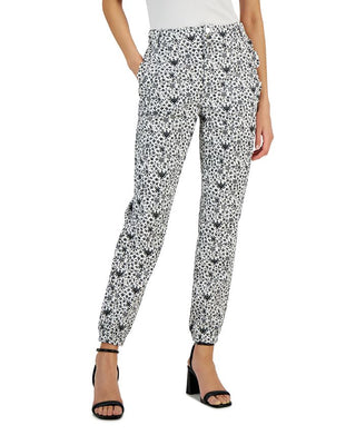 INC International Concepts Women's Printed High Rise Pants Black Size 0