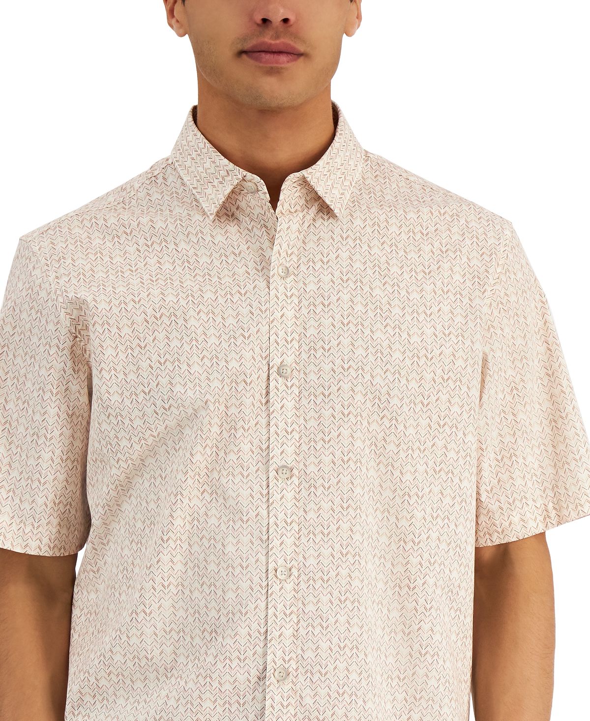 Alfani Men's Geometric Print Shirt White Size Small